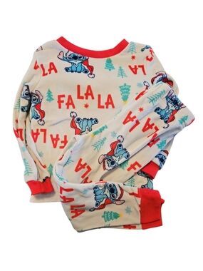 Disney Stitch Kids' Cream & Red Holiday Pajama Set Disney Size 4t